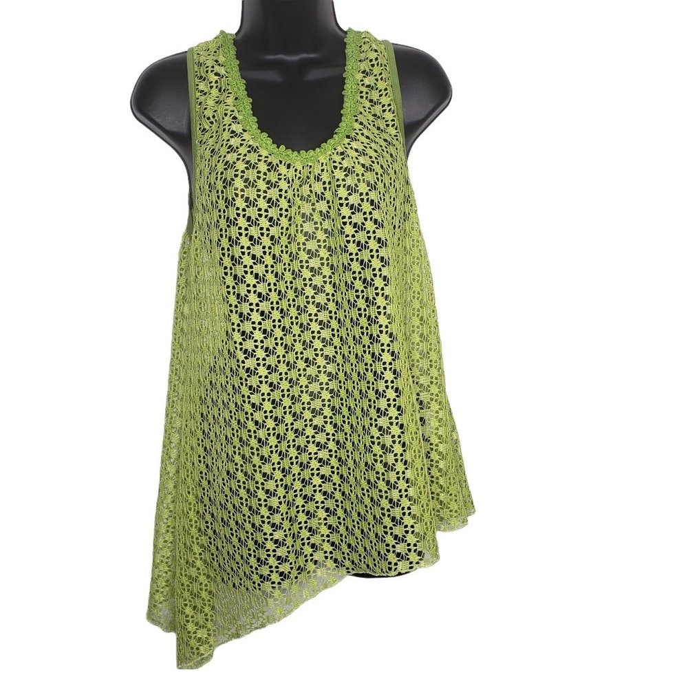 Adorn Fashion Women's Tank Top Green 1XL Swim Cover Sleeveless Asymmetric Hem